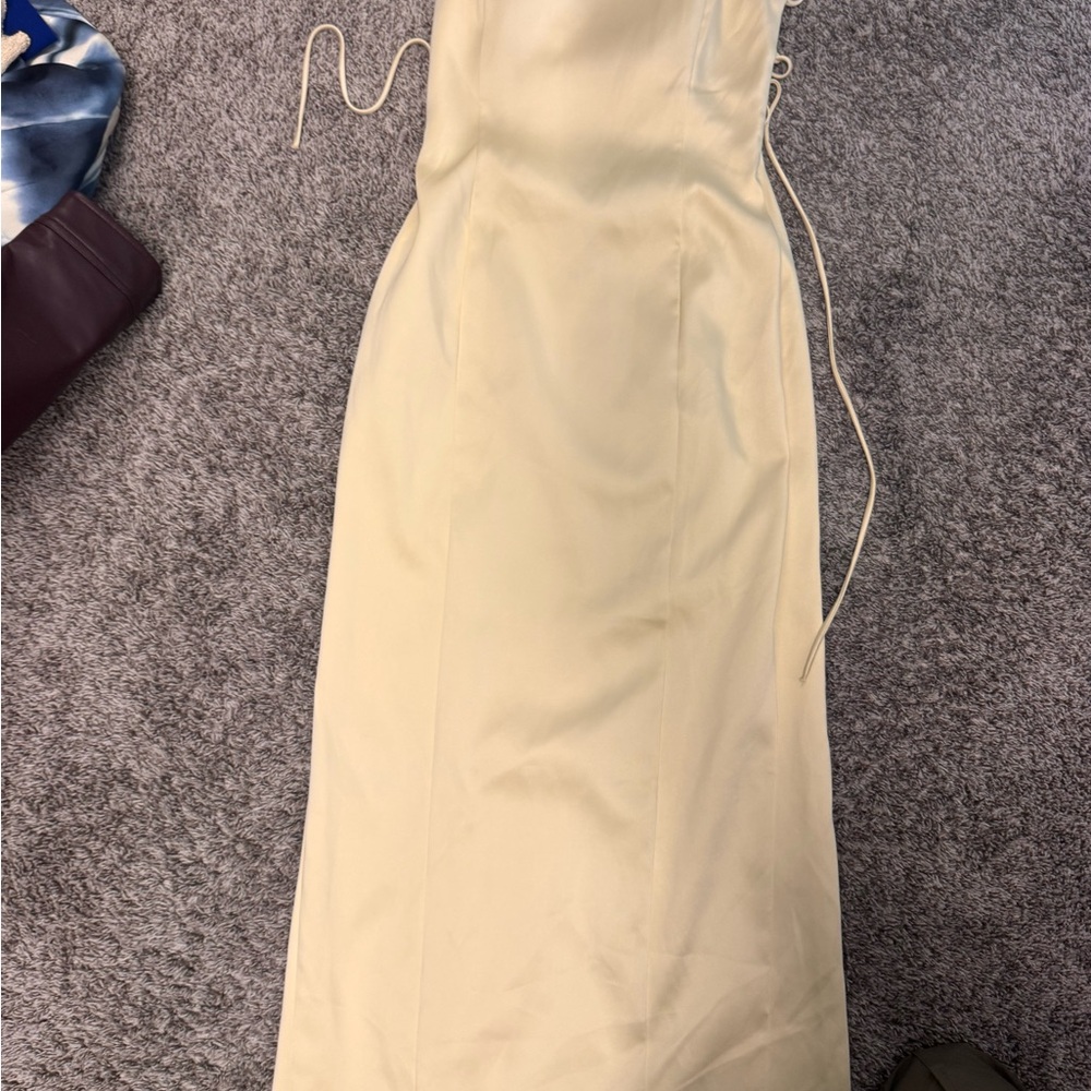 Zara Cream Maxi Slip Dress with Side Ties